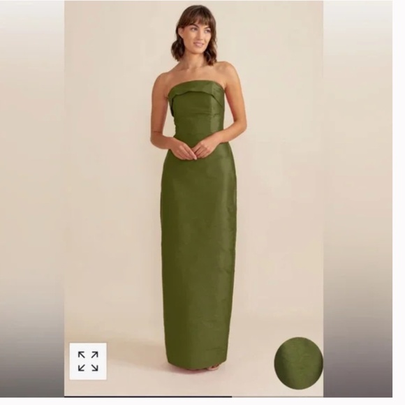 LulaKate Eva Bodice with Straight Skirt Floor Shantung Greenery Green Size 4 6 8 - Picture 1 of 16